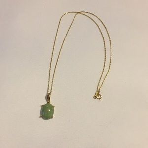 Vintage HMS Jade Drop Pendant 14K Gold